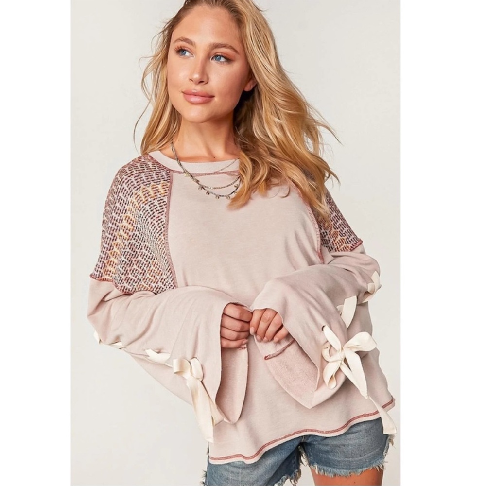 Women’s Blush Tie-Sleeve Blouse